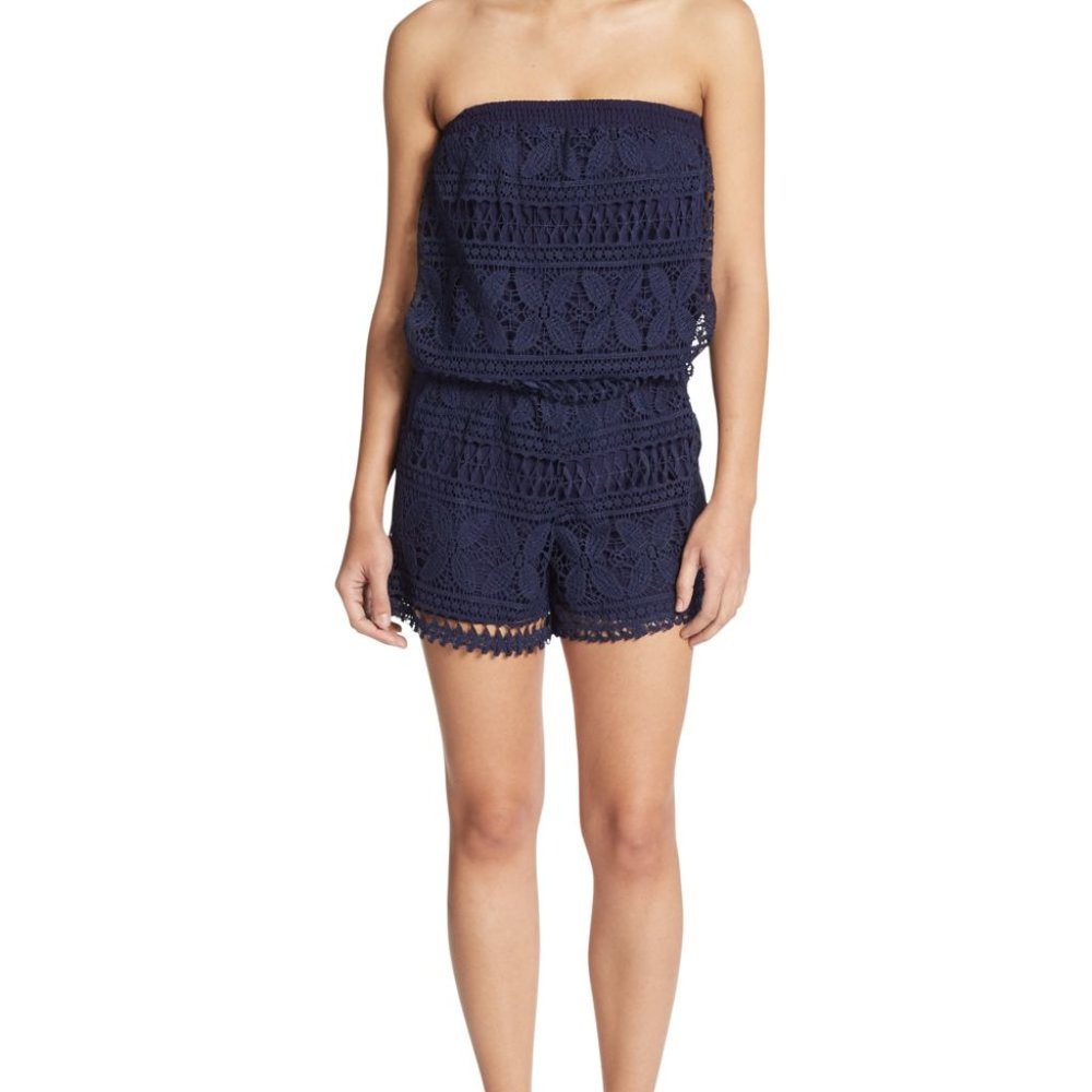 Laffaire Navy Blue Lace Romper
